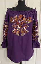 Free People Fleur Du Jour Embroidered Floral Shift Dress / Top Purple Size XS