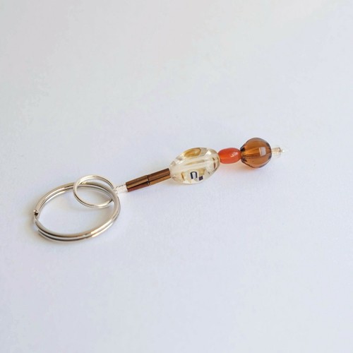 Handmade Millefiori Murano Style Glass Beaded Keychain Copper Amber Colored Bead - Picture 6 of 6