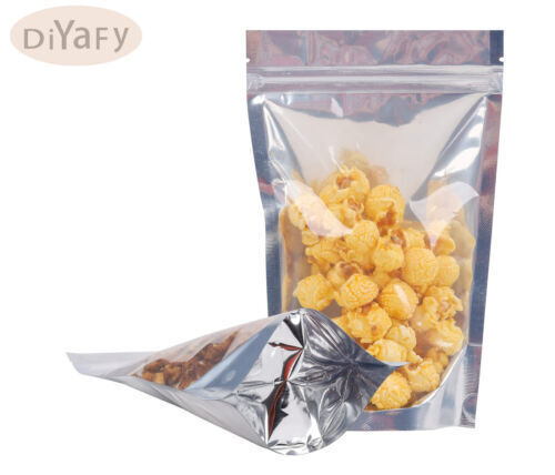 Stand-Up Heat Seal Foil Bags Clear Zip Lock Food Grade Pouch Easy Access & Use - Picture 1 of 16