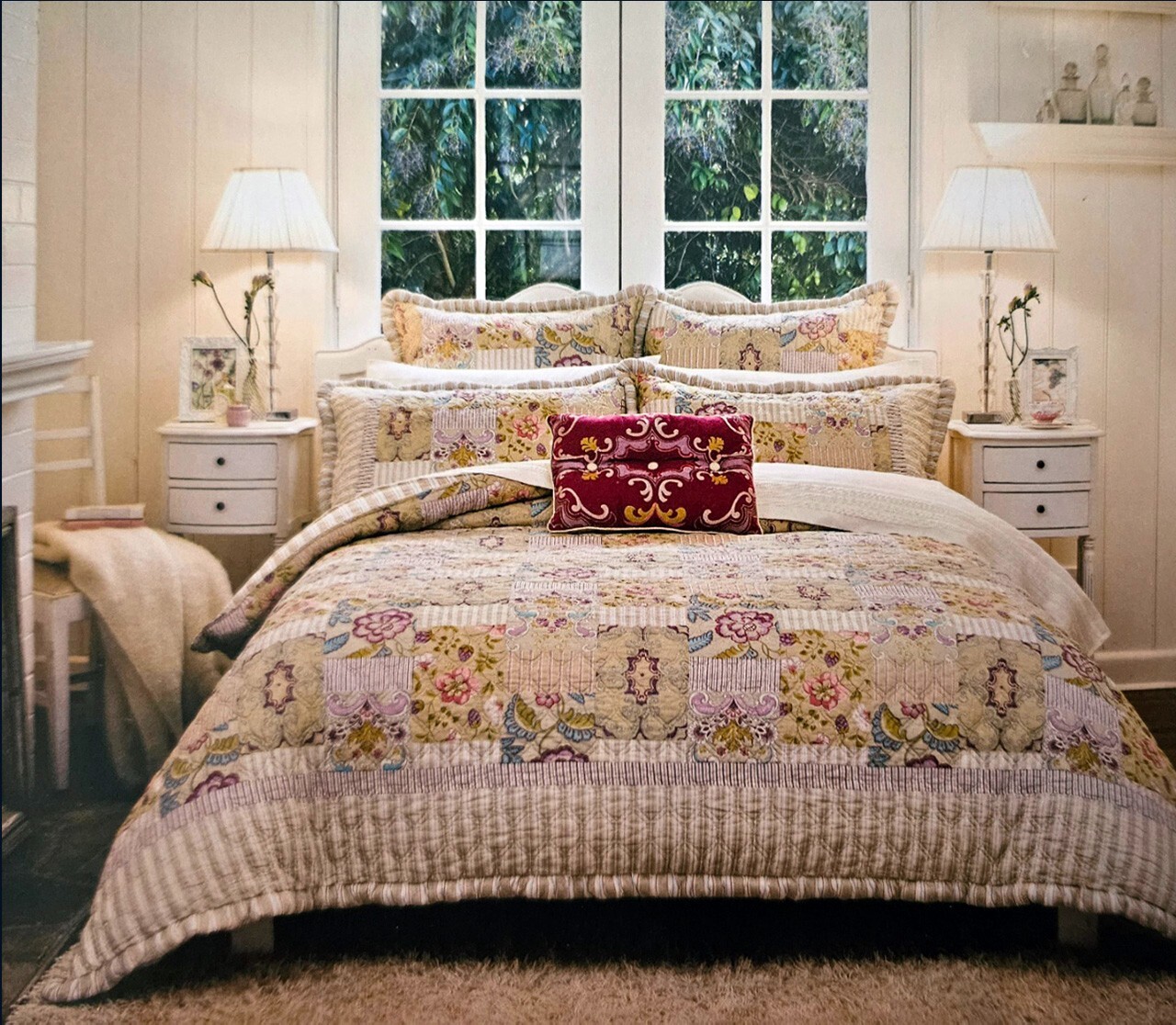 Sanderson Enchantra Golden Haze Quilted KING Bed Quilt Cover Set. 6