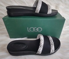 LOGO Lori Goldstein Melanie Mesh Band Slides Sandals 8, 8.5, 9, 9.5 Black