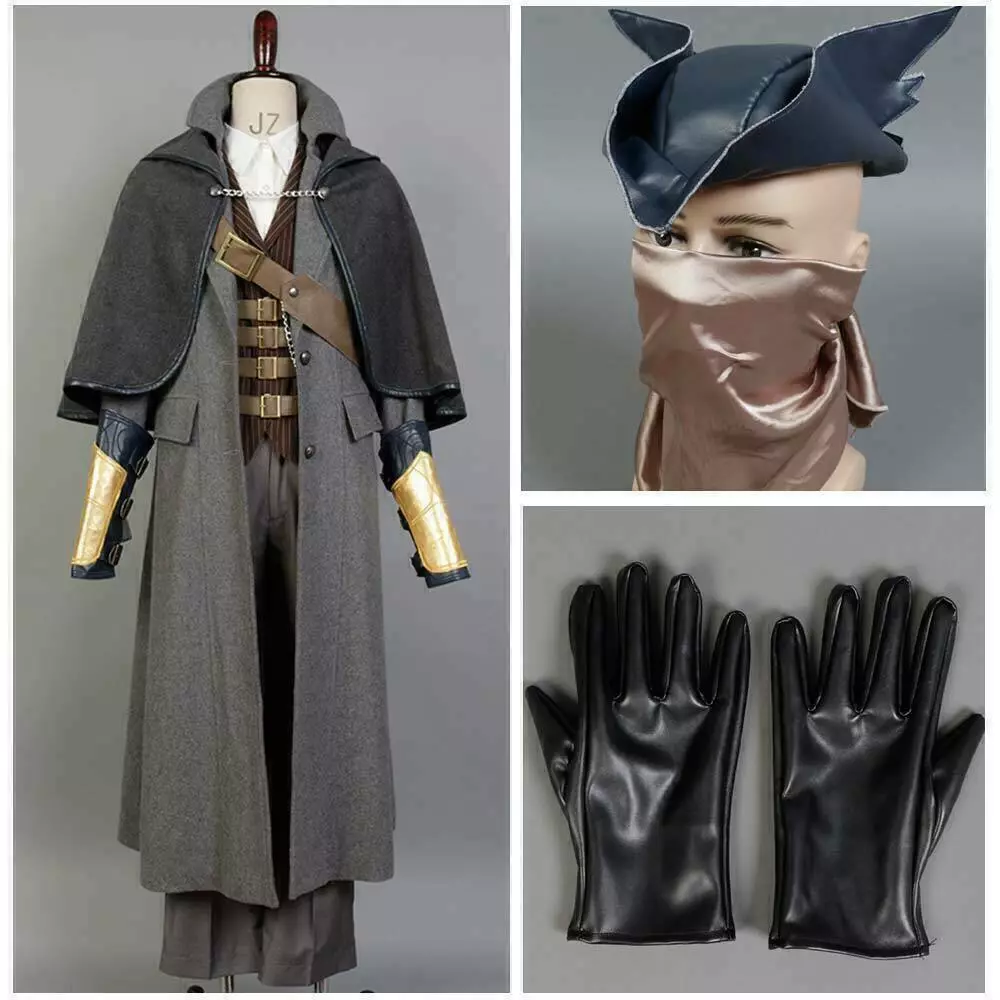 Bloodborne Cosplay Costume Outfit Full Set The Hunter Black Cosplay Hat Jacket
