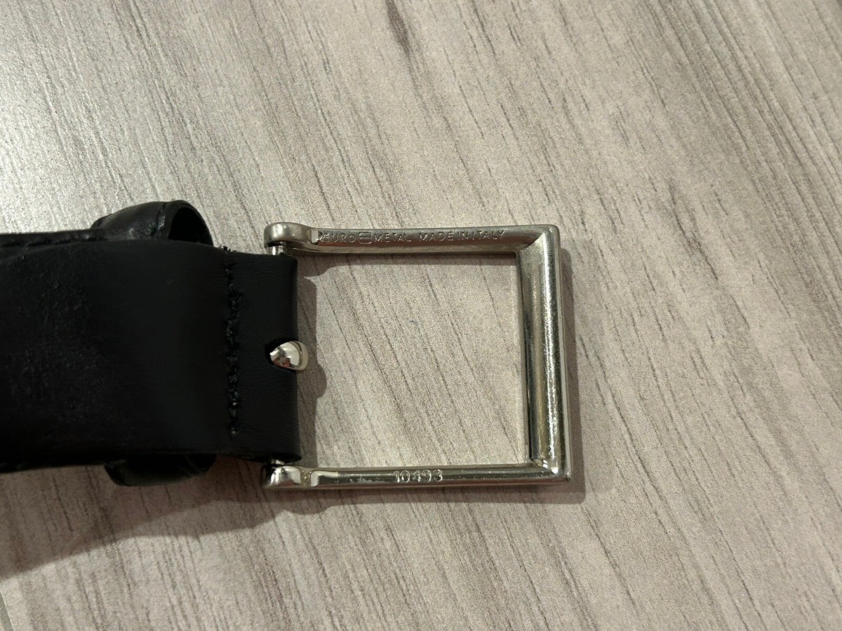 Valentino VIP Men's Belt Black Leather Made In Italy Fodera
