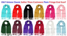 D&Y Unisex Classic Softer Than Cashmere® Plain Solid Fringe End Scarf