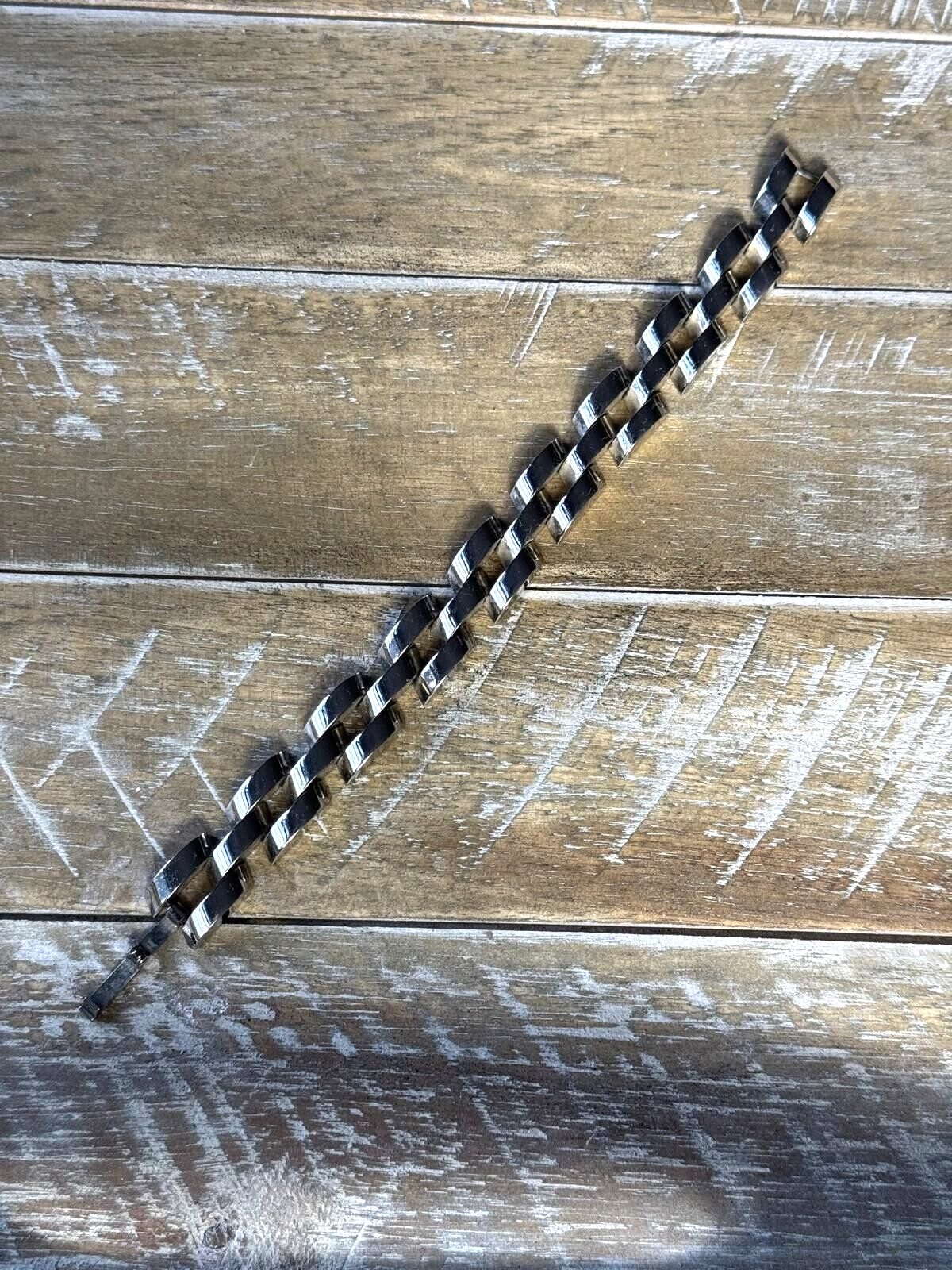 Heavy Sterling Silver 925 Interlocking Link Brace… - image 1