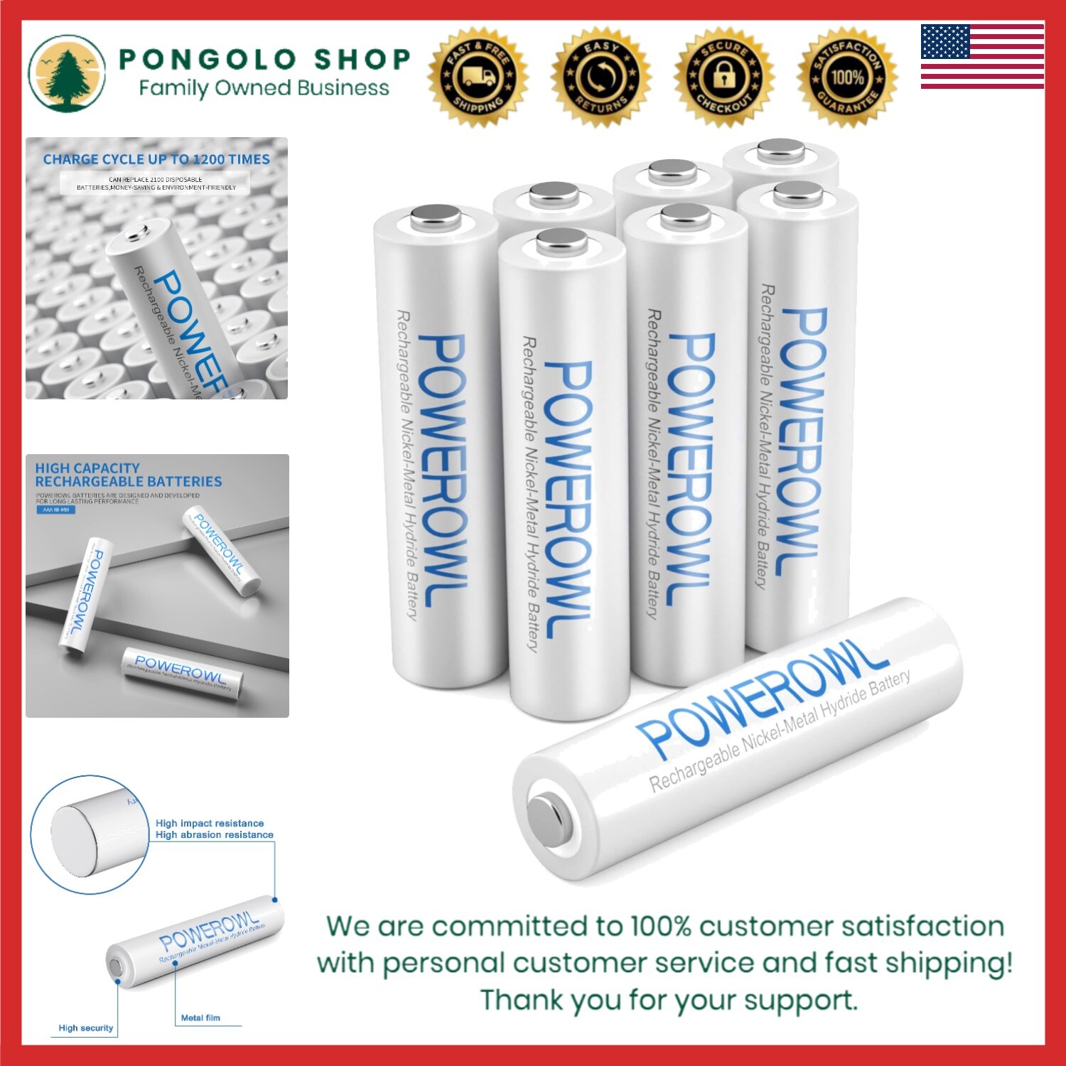 Rechargeable AAA Batteries 1000mAh - Eco-Friendly Power for Household Devices-image