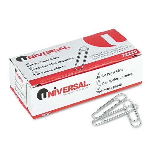 Universal Smooth Paper Clips Wire Jumbo Silver 2 Boxes of 100