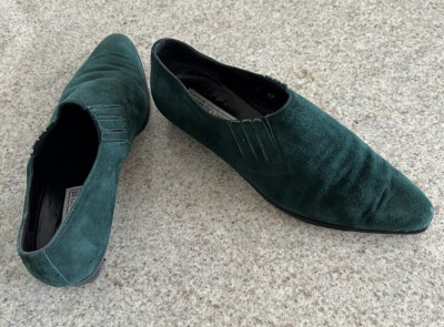 Vintage Armando Pollini Green Suede Flats (37)