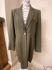 Vintage Ladies Diva Swing Olive Colour Coat Large 14/16 Knee Length