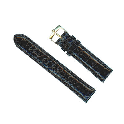 Bracelet Montre 20mm Noir Cuir Véritable Surpiqué - Boucle Argentée Neuf BA102