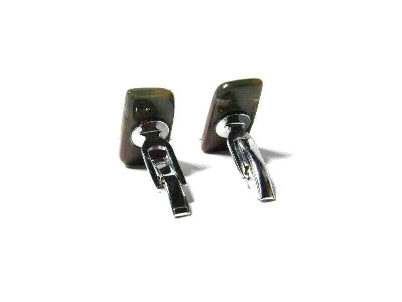 VTG Cufflinks Polished Stone Rectangular Mens Cos… - image 2