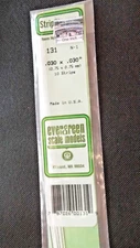 Evergreen Scale Models #131 Strips (.030" X .030" X 14") Opaque White, pkg. 10
