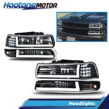 LED DRL Bar Headlights & Bumper Lamps Fits For 99-02 Chevy Silverado 00-06 Tahoe