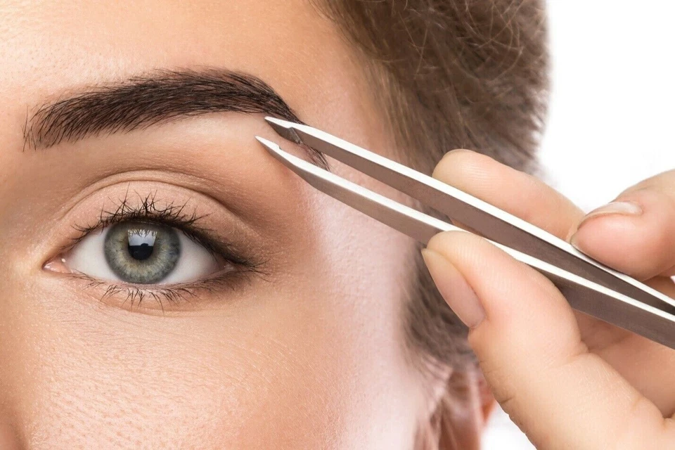 Pinzas profesionales para cejas punta inclinada pinza para cabello de precisión para mujeres y hombres Foto 3 de 4