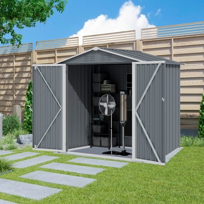 6x4 FT Large Metal Tool Shed Storage House with Sliding Doors Air Vent for Patio
