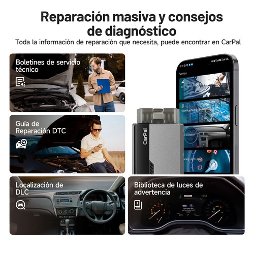 TOPDON CarPal-E Car OBD2 Dispositivo de Diagnóstico 6 Servicios Todo el Sistema - Imagen 8 de 9