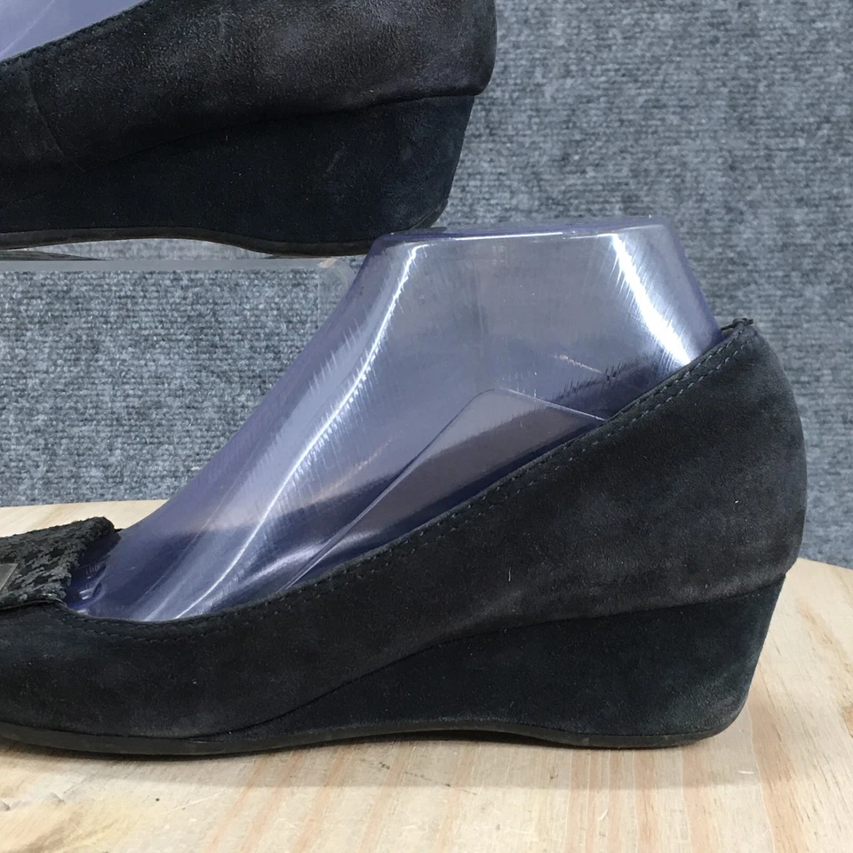 Zapatos de salón Anne Klein para mujer 7M Enrika informales sin cordones de cuña cuero gamuza negro Foto 3 de 4