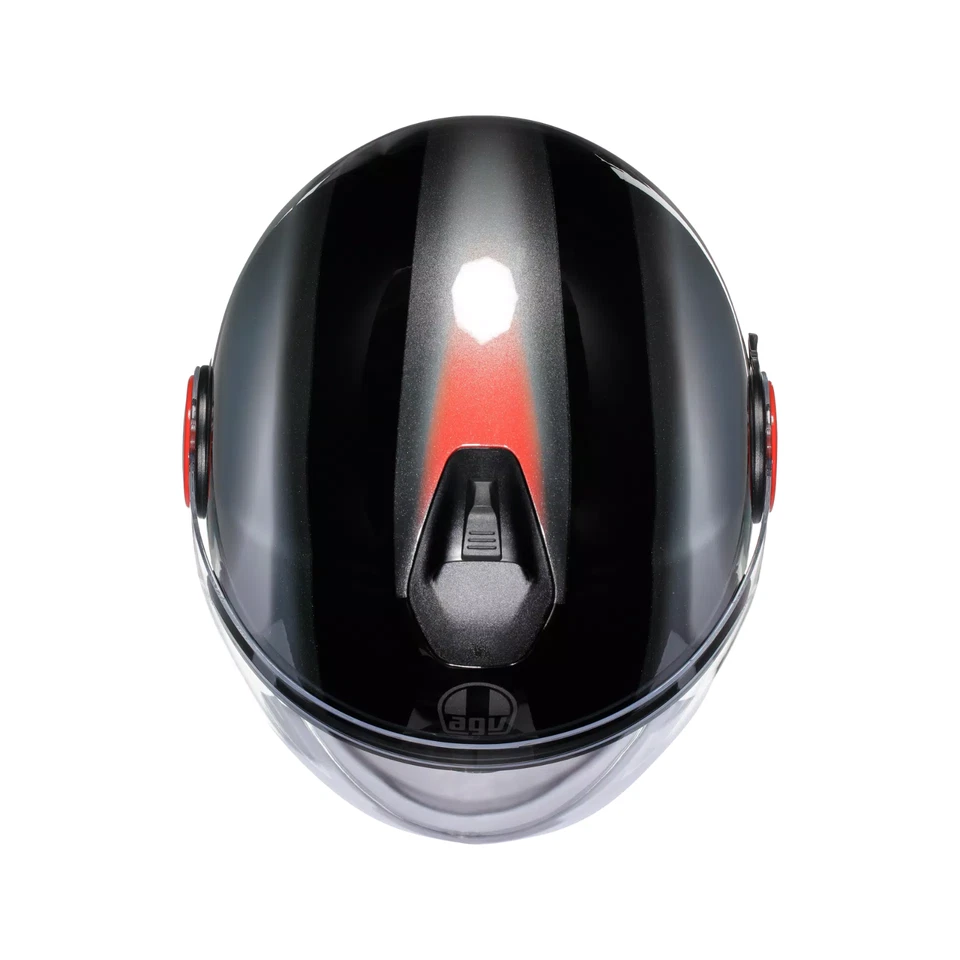 Casque Moto AGV Jet Eteres Levanto Noir Argent Rouge Visiera Parasole - Photo 2/4