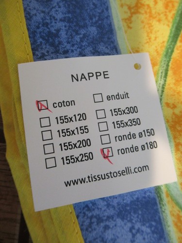 FRENCH PROVENCAL 100% COTTON 71" ROUND TABLECLOTH CICADA BLUE - Made in France - Picture 9 of 11