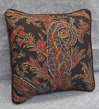 Corded Accent Pillow made w Ralph Lauren Bedford Hunt Brown Paisley Fabric 12"