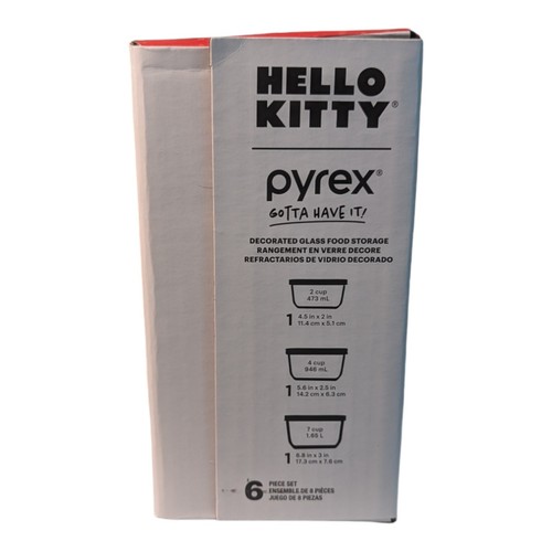 Pyrex® 6-piece Glass Storage Set: Hello Kitty®, Ribbons & Bows - Picture 4 of 7