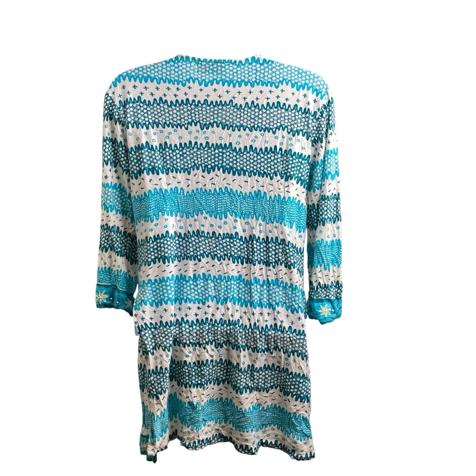 Женское бирюзовое кимоно на шнуровке Letarte размер S Французская Ривьера Old Money Resort богемное - Изображение 2 из 4