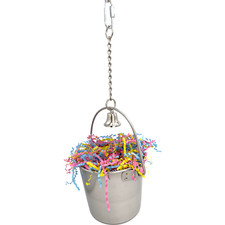 1132 Big Bucket Shredder - Handcrafted Stainless Steel Shiny Hanging Cage Toy