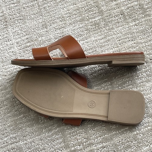 Slip On Shoes Women's Nina Slide Sandals Cognac Brown 6.5 M EUC Flats New Day - Picture 8 of 14