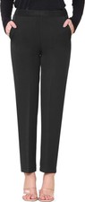 Ladies Half Elasticated Waist Trousers 2 Pockets Pants Bottoms UK Size 8-24