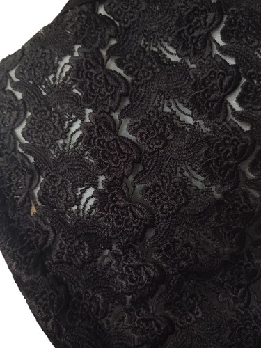BeBe Crochet Encaje Cuello en V Snap Envoltura Peplem Gorra Manga Negro Informal Formal Top Med - Imagen 9 de 11