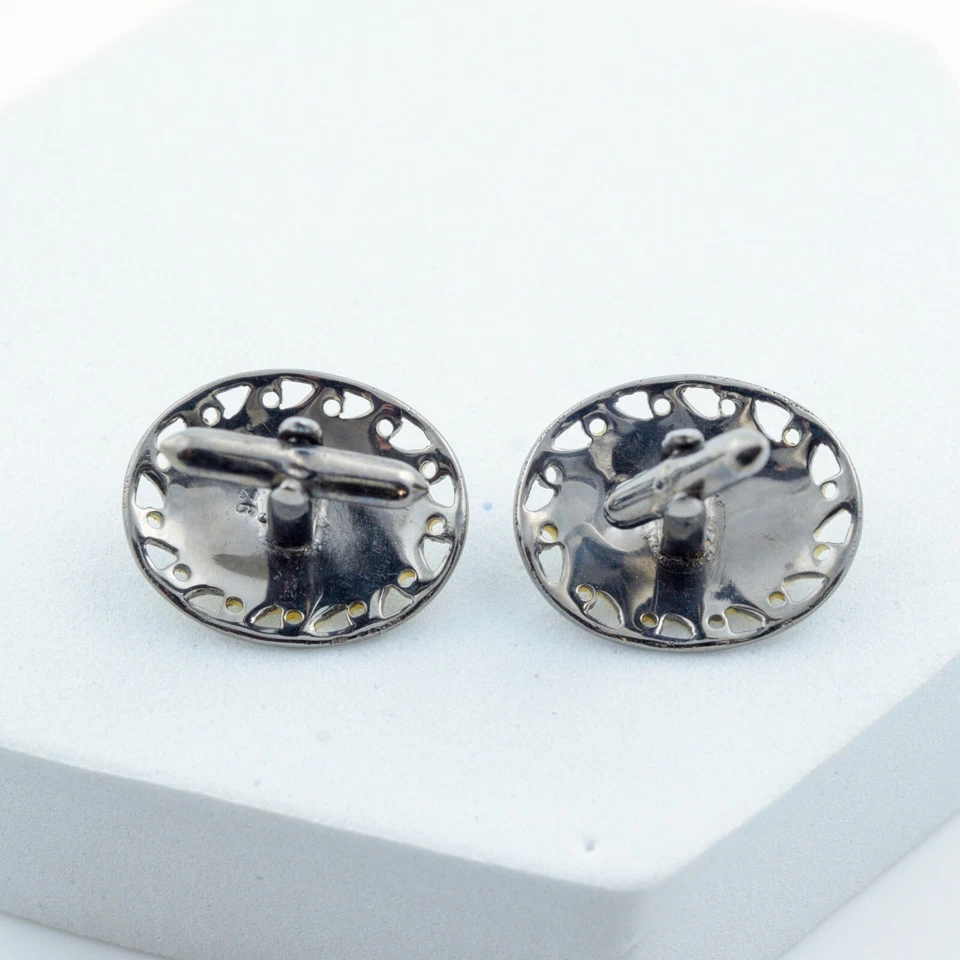 Gemelos de piedras preciosas de cianita enchapados en oro de plata de ley 925 joyería regalo para abuelo Foto 3 de 4