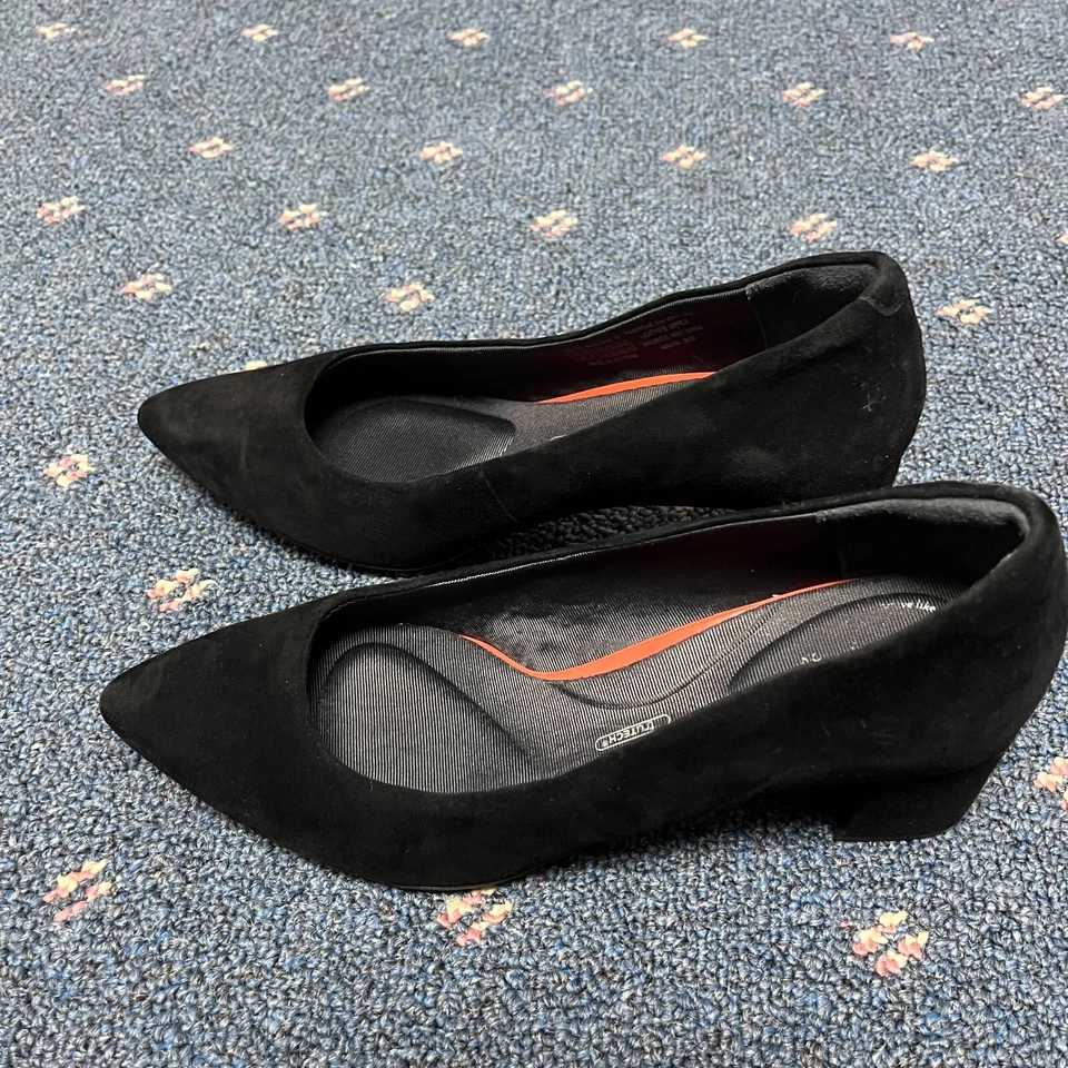 Bomba Rockport Total Motion negra gamuza punta tacón talla 7,5 M cuña cuero arriba Foto 3 de 4