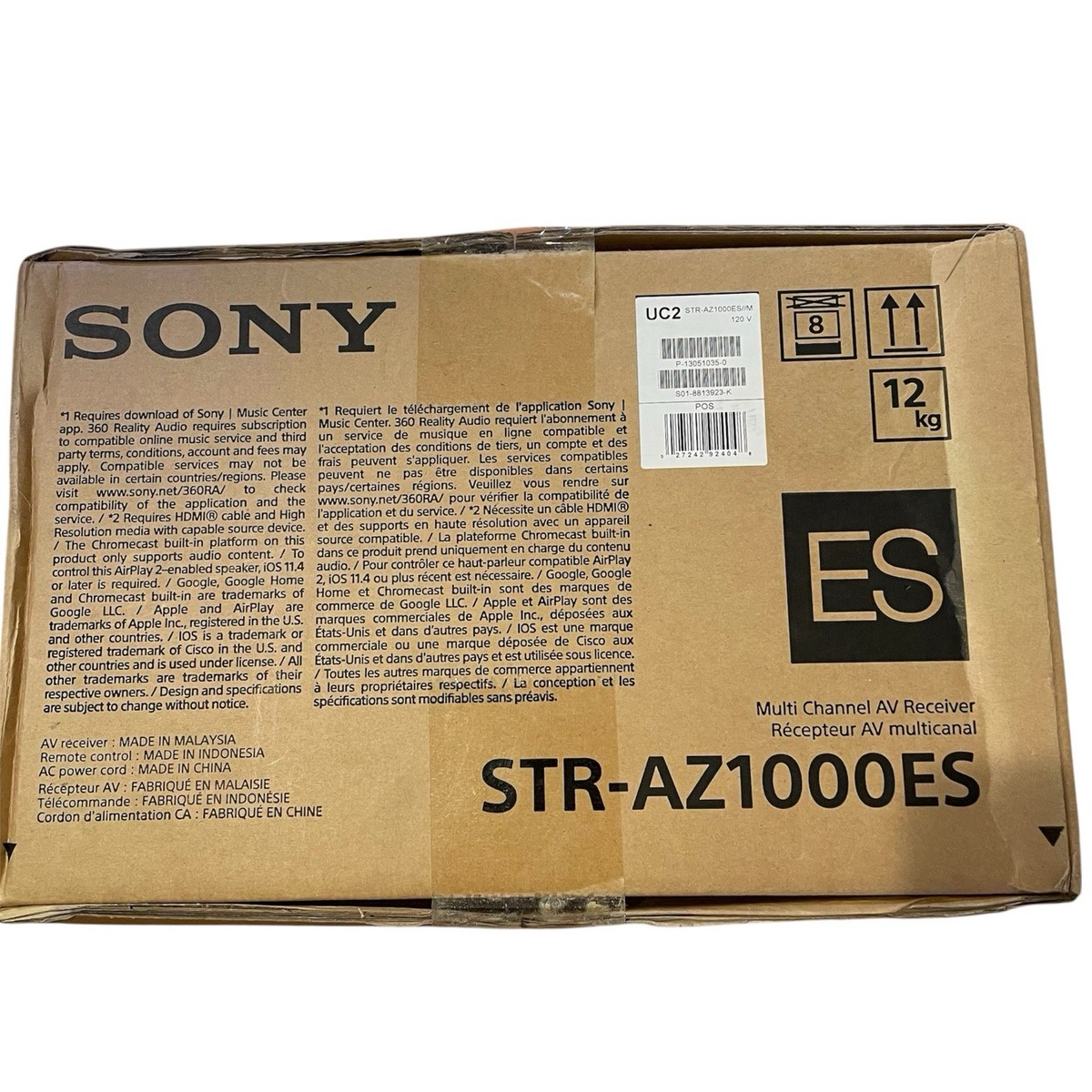 Sony Premium ES STR-AZ1000ES 7.2-Channel 8K UHD AV Receiver for