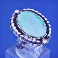 Size 5.5, vintage Sterling 925 silver handmade ring with turquoise
