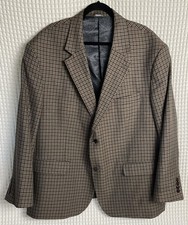 Oak Hill Blazer Mens 2XL 54R Brown Gingham Check Lined 2 Button Sports Coat