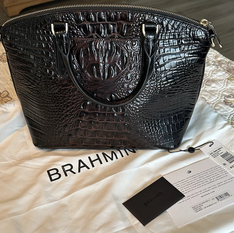 Brahmin Medium Duxbury Cocoa Galala Butterfly Leather Bag Gorgeous!!! - Image 2 of 4