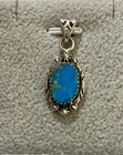 Stunning Native Style Turquoise Pendant Stamped .925 Southwest Boho Chic — photo 2