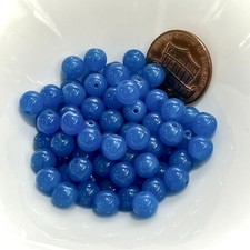 Czech Pressed Druk Round Smooth Glass Beads 6mm Blue Opal 80pcs CL1008
