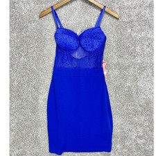 Haute Monde Lace Bodice Corset Mini Dress Women S Royal Blue Bodycon Evening NWT