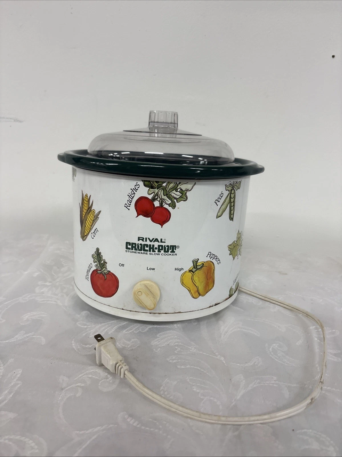 Vintage Rival Crock Pot Vegetable Pattern Model 3120 2.5 Qt Tested Works