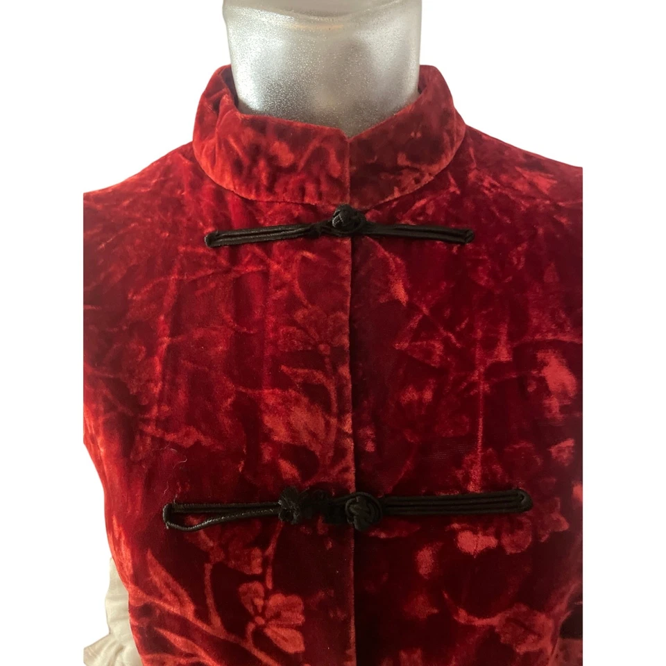 Vintage 90's VICTORIA'S SECRET Collection Velvet Burnout Cheongsam Dress GOTH L - Image 2 of 4