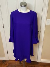 Kate Spade New York Purple Crepe Ruffle Flounce Dress, Size 10