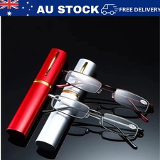 Slim Reading Glasses Readers for Men Women Eyeglasses with Pen Clip Tube Case