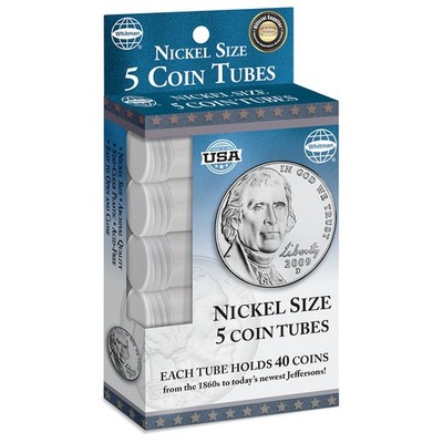 Whitman  Round Coin Tubes   Nickels - 5 Count