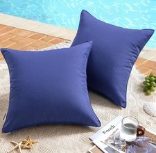 2 Miulee Decorative Outdoor Waterproof Pillow Covers 18x18 Inch - Navy