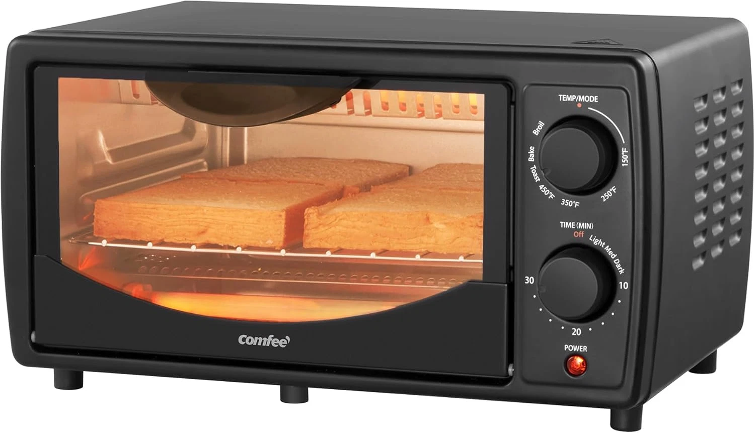 Toaster Oven 4 Slice, Compact Countertop, Fits 9" Pizza, 950W, Black CTO-E101A