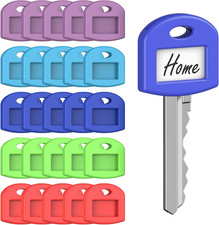 25 Pcs Key Covers Caps, 1" Key Identifiers with Labels, Soft Stretchy Key Covers