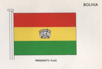 BOLIVIEN FAHNEN. Präsidentenflagge 1958 altes Vintage Druckbild