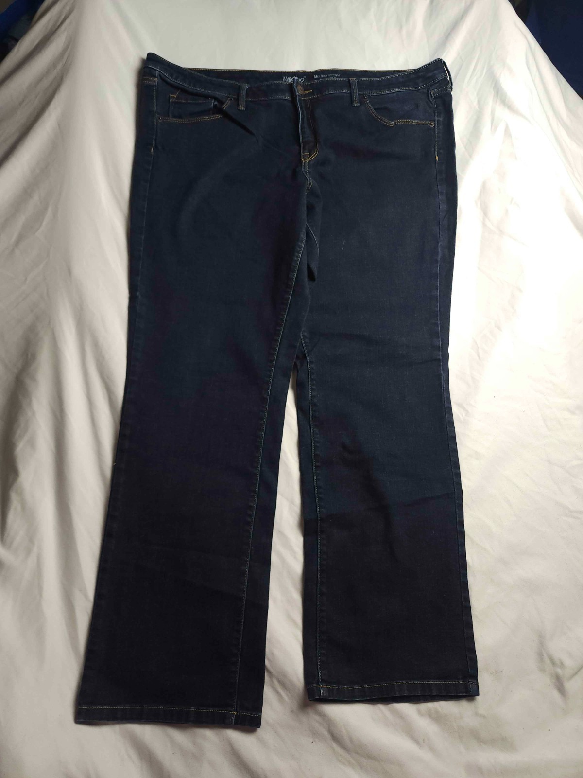 Mossimo Mid-Rise Straight Jeans Womens 18S Blue Denim Dark Wash Super Stretch