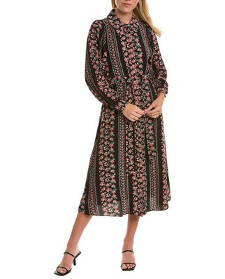 Boden Shirt Dress Size 8L Marcia Jersey Black Red Floral Tie Waist D0478  for sale online | eBay